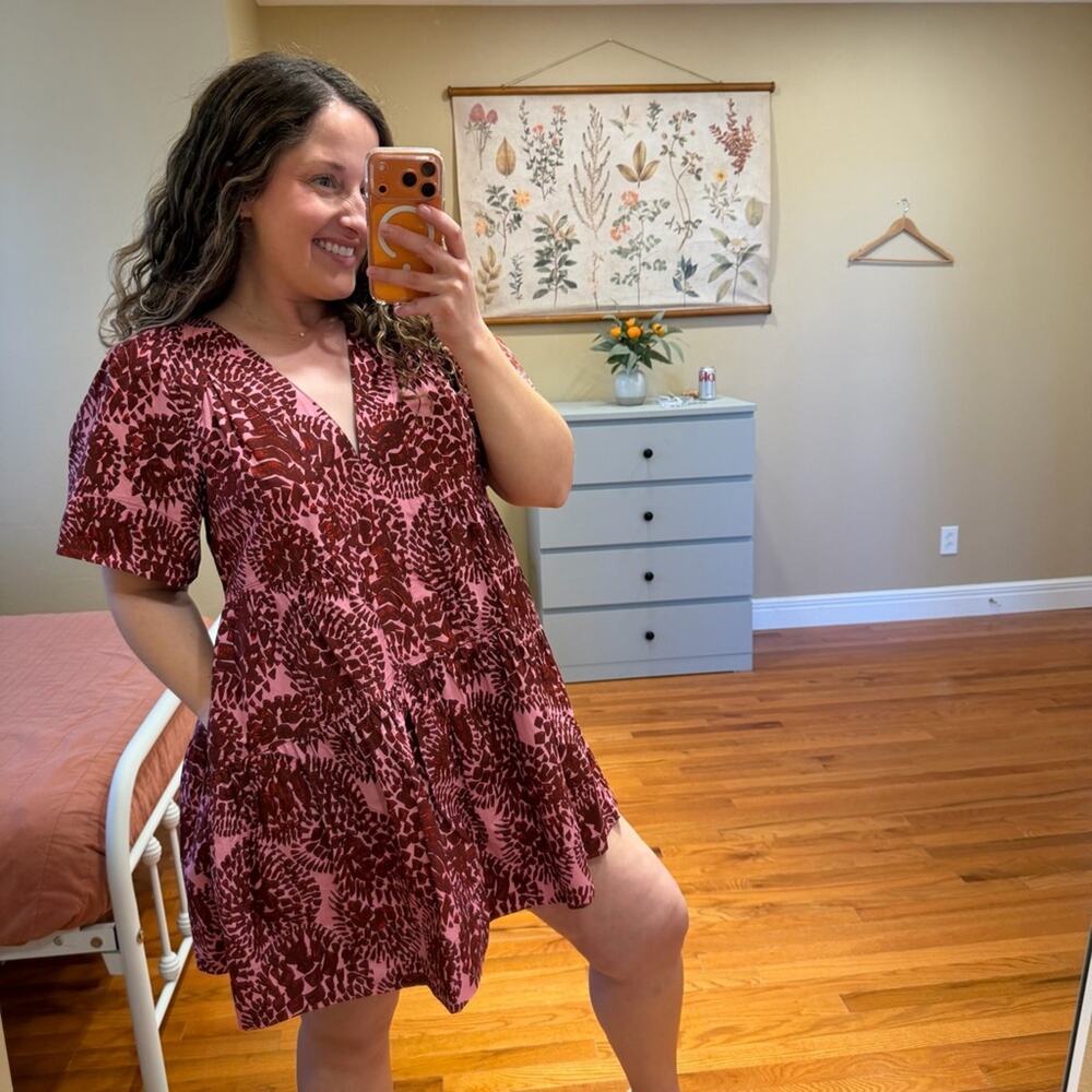 ALC Pink Floral Cotton Mini Dress 4 - Picture 5 of 14